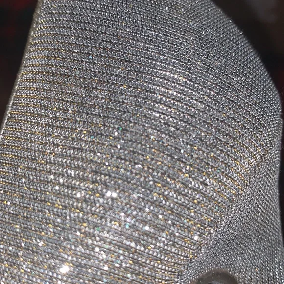 Silver and Gold Shimmery Open Toe Pumps - Picture 6 of 6